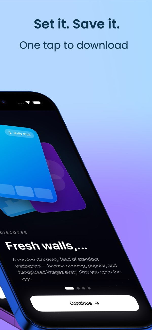Onboarding screen: save a wallpaper in one tap